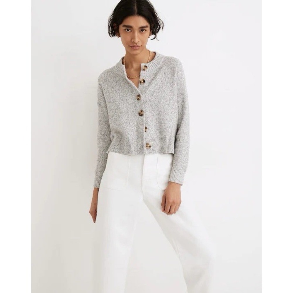 Madewell Broadway Cardigan Sweater Women's Small Quiet Luxury Marled Cropped